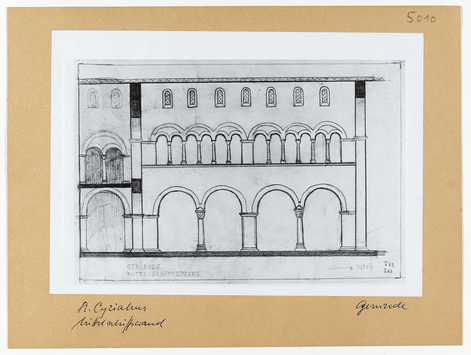 Vorschaubild Gernrode: St. Cyriakus, Mittelschiffswand, Skizze Wolfgang Schöne 1962